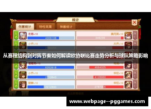 从赛程结构到对阵节奏如何解读欧协联比赛走势分析与球队策略影响 从赛程结构到对阵节奏如何解读欧协联比赛走势分析与球队策略影响